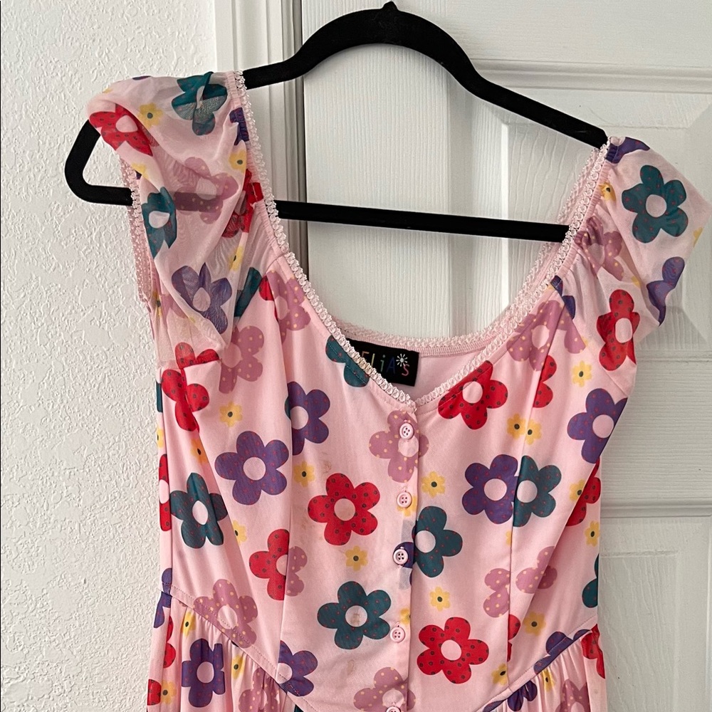 Pink groovy flower dolls kill dress.